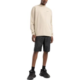 Camiseta Off-White para hombre, colección Otoño-Invierno 2022, con estampado del logotipo alfabético, cuello redondo, manga larga y corte holgado, color blanco cremoso Camiseta Off-White para hombre, colección Otoño-Invierno 2022, con estampado del logotipo alfabético, cuello redondo, manga larga y corte holgado, color blanco cremoso