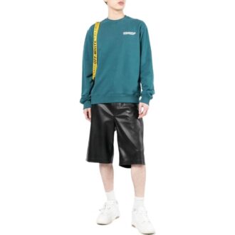 Camiseta Off-White para hombre, colección Otoño-Invierno 2022, con estampado del logotipo, cuello redondo y manga larga, color azul lago Camiseta Off-White para hombre, colección Otoño-Invierno 2022, con estampado del logotipo, cuello redondo y manga larga, color azul lago