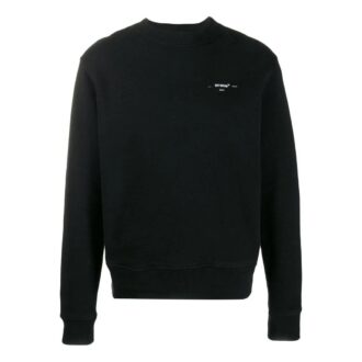 Camiseta Off-White para hombre, colección Otoño-Invierno 2022, de color liso con logo, cuello redondo y manga larga, en negro Camiseta Off-White para hombre, colección Otoño-Invierno 2022, de color liso con logo, cuello redondo y manga larga, en negro
