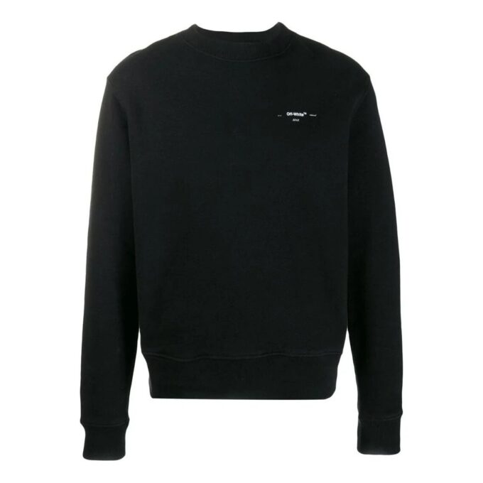 Camiseta Off-White para hombre, colección Otoño-Invierno 2022, de color liso con logo, cuello redondo y manga larga, en negro