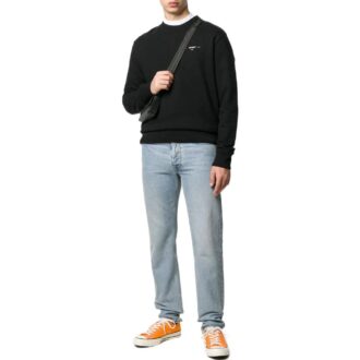 Camiseta Off-White para hombre, colección Otoño-Invierno 2022, de color liso con logo, cuello redondo y manga larga, en negro Camiseta Off-White para hombre, colección Otoño-Invierno 2022, de color liso con logo, cuello redondo y manga larga, en negro