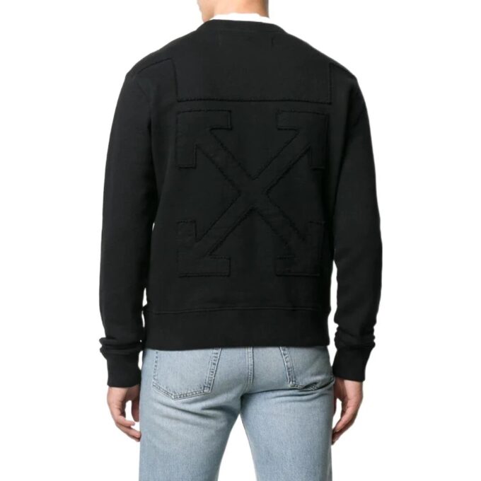 Camiseta Off-White para hombre, colección Otoño-Invierno 2022, de color liso con logo, cuello redondo y manga larga, en negro