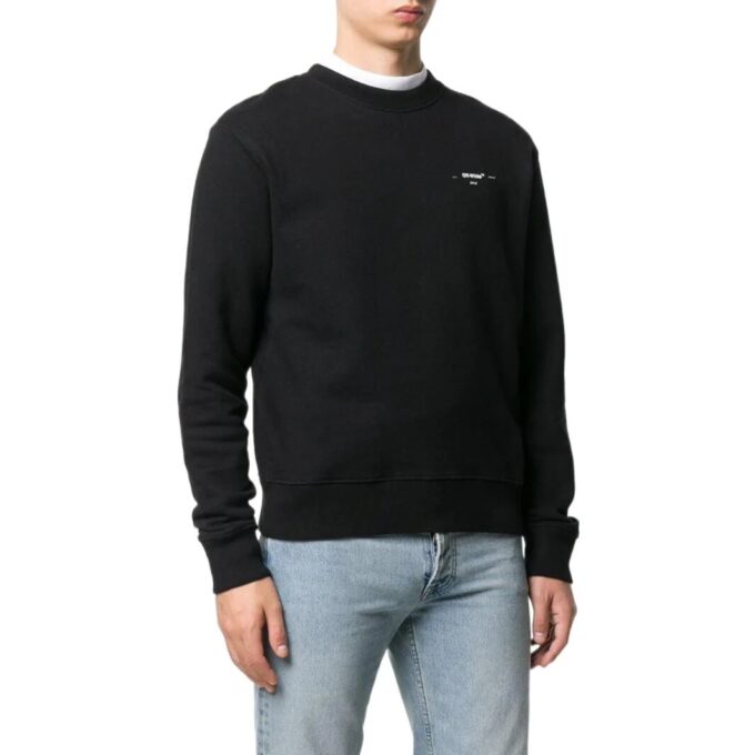 Camiseta Off-White para hombre, colección Otoño-Invierno 2022, de color liso con logo, cuello redondo y manga larga, en negro