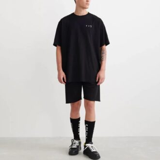 Camiseta Off-White para hombre, colección primavera-verano 2022, con estampado Caravaggio en la espalda, pantalones cortos y corte holgado, color negro Camiseta Off-White para hombre, colección primavera-verano 2022, con estampado Caravaggio en la espalda, pantalones cortos y corte holgado, color negro