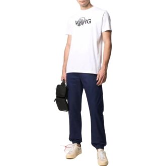 Camiseta Off-White para hombre, colección primavera-verano 2022, de color liso con estampado de letras, cuello redondo y pantalones cortos, en blanco Camiseta Off-White para hombre, colección primavera-verano 2022, de color liso con estampado de letras, cuello redondo y pantalones cortos, en blanco