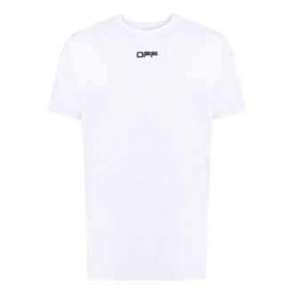 Camiseta Off-White para hombre, colección primavera-verano 2022, de color liso con estampado del logotipo, cuello redondo y pantalones cortos, en color blanco Camiseta Off-White para hombre, colección primavera-verano 2022, de color liso con estampado del logotipo, cuello redondo y pantalones cortos, en color blanco