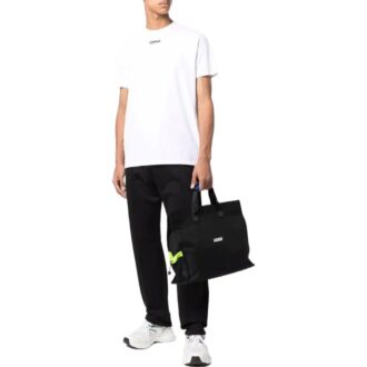 Camiseta Off-White para hombre, colección primavera-verano 2022, de color liso con estampado del logotipo, cuello redondo y pantalones cortos, en color blanco Camiseta Off-White para hombre, colección primavera-verano 2022, de color liso con estampado del logotipo, cuello redondo y pantalones cortos, en color blanco