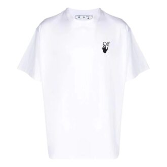 Camiseta Off-White para hombre, colección primavera-verano 2022, de color liso con estampado del logotipo de la flecha, cuello redondo, manga corta y corte holgado, color blanco Camiseta Off-White para hombre, colección primavera-verano 2022, de color liso con estampado del logotipo de la flecha, cuello redondo, manga corta y corte holgado, color blanco