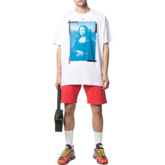 Camiseta Off-White para hombre, colección primavera-verano 2022, de color liso, cuello redondo y pantalones cortos, versión blanca Camiseta Off-White para hombre, colección primavera-verano 2022, de color liso, cuello redondo y pantalones cortos, versión blanca