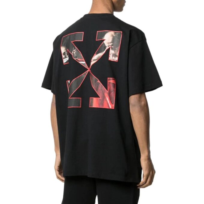 Camiseta Off-White para hombre, colección primavera-verano 2022, estampada, cuello redondo y pantalones cortos, color negro