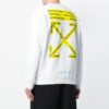 Camiseta Off-White para hombre con cuello redondo, manga larga y estampado en la banda de goma, color blanco