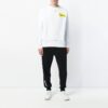 Camiseta Off-White para hombre con cuello redondo, manga larga y estampado en la banda de goma, color blanco