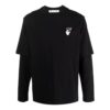 Camiseta Off-White para hombre con flecha degradada, manga larga y corte holgado, color negro