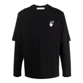 Camiseta Off-White para hombre con flecha degradada, manga larga y corte holgado, color negro Camiseta Off-White para hombre con flecha degradada, manga larga y corte holgado, color negro