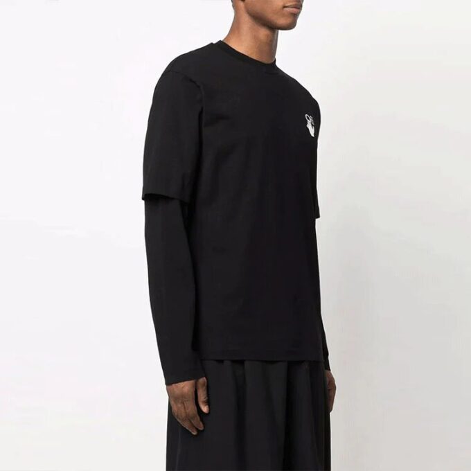 Camiseta Off-White para hombre con flecha degradada, manga larga y corte holgado, color negro