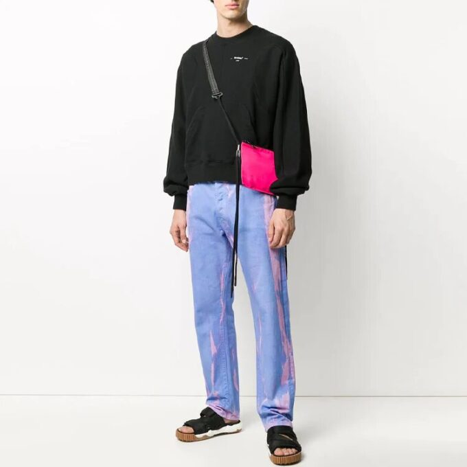 Camiseta Off-White para hombre con logo y estampado de letras, cuello redondo, corte holgado, color negro