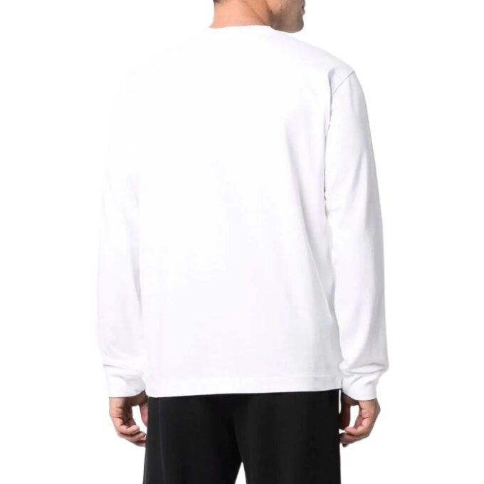 Camiseta Off-White para hombre de la colección primavera-verano 2022 con logo, cuello redondo y manga larga, en blanco