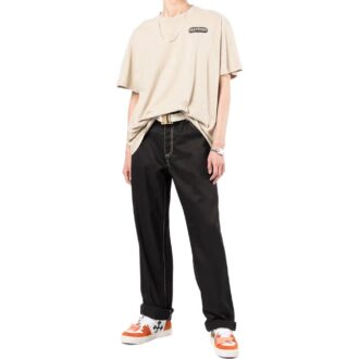 Camiseta Off-White para hombre de la colección primavera-verano 2022, de manga corta y color marrón claro, con estampado del logotipo Camiseta Off-White para hombre de la colección primavera-verano 2022, de manga corta y color marrón claro, con estampado del logotipo