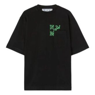 Camiseta Off-White para hombre de la colección SS22 con estampado de flechas pintadas con spray, pantalones cortos y corte holgado, color negro Camiseta Off-White para hombre de la colección SS22 con estampado de flechas pintadas con spray, pantalones cortos y corte holgado, color negro