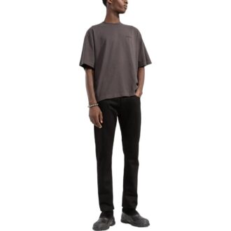 Camiseta Off-White para hombre de la colección SS22 con estampado del logotipo clásico en la espalda, cuello redondo y pantalones cortos, versión estándar, color marrón Camiseta Off-White para hombre de la colección SS22 con estampado del logotipo clásico en la espalda, cuello redondo y pantalones cortos, versión estándar, color marrón
