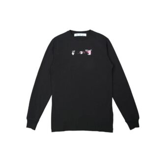 Camiseta Off-White para hombre FW21 con estampado de flechas, cuello redondo, manga larga y corte ajustado, color negro Camiseta Off-White para hombre FW21 con estampado de flechas, cuello redondo, manga larga y corte ajustado, color negro
