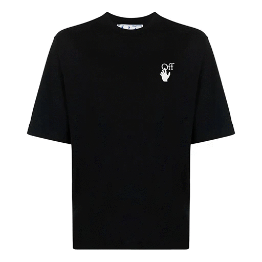 Camiseta Off-White para hombre FW21 con logo, cuello redondo, pantalones cortos y corte holgado, color negro Camiseta Off-White para hombre FW21 con logo, cuello redondo, pantalones cortos y corte holgado, color negro