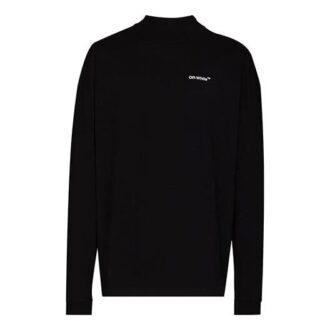 Camiseta Off-White para hombre FW21 con logo, letras, flecha, cuello redondo, manga larga y corte holgado en negro Camiseta Off-White para hombre FW21 con logo, letras, flecha, cuello redondo, manga larga y corte holgado en negro
