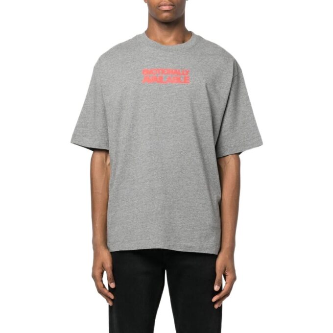 Camiseta Off-White para hombre FW22 con eslogan estampado, cuello redondo y pantalones cortos, versión estándar, gris