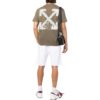Camiseta Off-White para hombre FW22 con estampado de flechas, cuello redondo y pantalones cortos, color verde