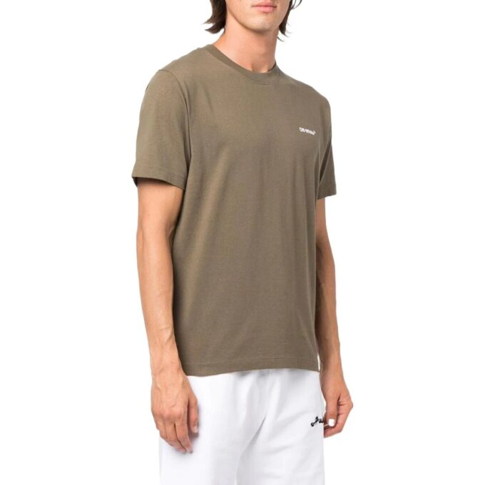 Camiseta Off-White para hombre FW22 con estampado de flechas, cuello redondo y pantalones cortos, color verde