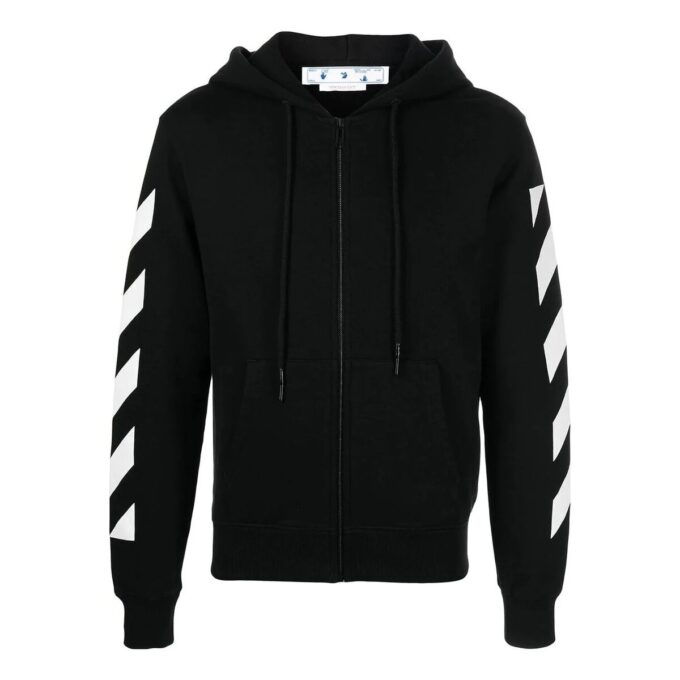 Camiseta Off-White para hombre FW22 con estampado de flechas en la espalda, con capucha y manga larga, versión estándar, color negro