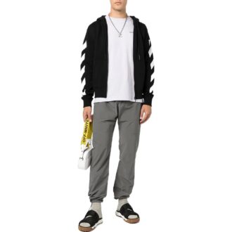 Camiseta Off-White para hombre FW22 con estampado de flechas en la espalda, con capucha y manga larga, versión estándar, color negro