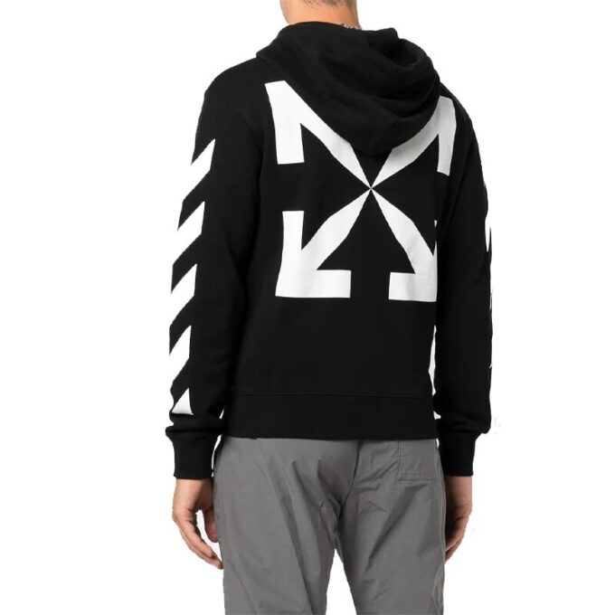 Camiseta Off-White para hombre FW22 con estampado de flechas en la espalda, con capucha y manga larga, versión estándar, color negro