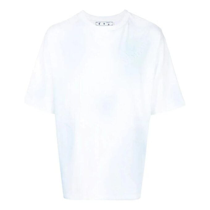 Camiseta Off-White para hombre FW22 con estampado del logotipo, cuello redondo y pantalones cortos, azul y blanco