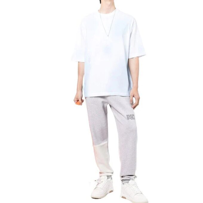 Camiseta Off-White para hombre FW22 con estampado del logotipo, cuello redondo y pantalones cortos, azul y blanco