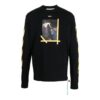 Camiseta Off-White para hombre FW22 de color liso, cuello redondo, estampado pintado y manga larga, en negro