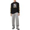 Camiseta Off-White para hombre FW22 de color liso, cuello redondo, estampado pintado y manga larga, en negro