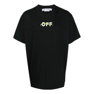Camiseta Off-White para hombre FW22 de corte holgado, cuello redondo y manga corta con estampado de letras y logotipo, color negro Camiseta Off-White para hombre FW22 de corte holgado, cuello redondo y manga corta con estampado de letras y logotipo, color negro