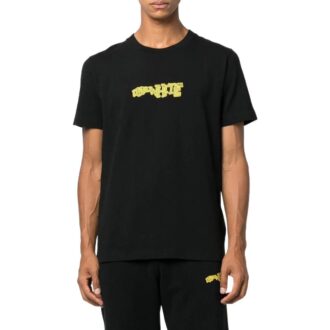 Camiseta Off-White para hombre FW22 de cuello redondo y manga corta, con estampado del logotipo de la flecha, corte ajustado, color negro Camiseta Off-White para hombre FW22 de cuello redondo y manga corta, con estampado del logotipo de la flecha, corte ajustado, color negro