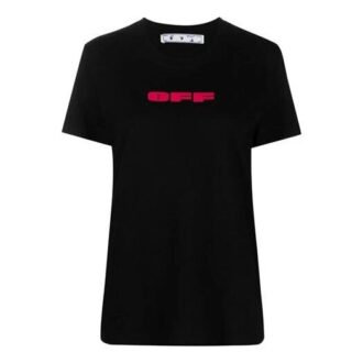 Camiseta Off-White SS21 con estampado del logotipo, cuello redondo, pantalones cortos y corte ajustado, color negro