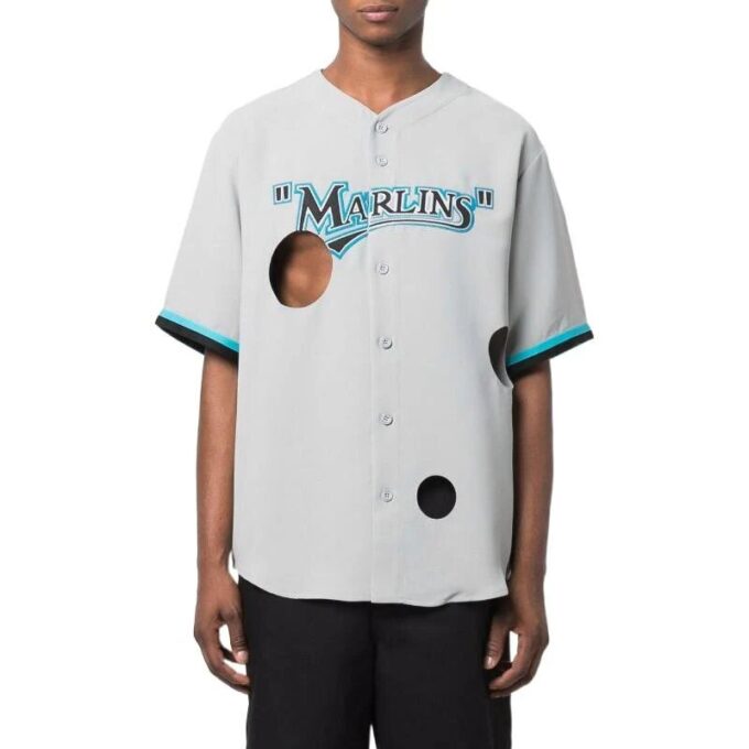 Camiseta Off-White x New Era x MLB Miami Marlins «Blanco, azul y negro»