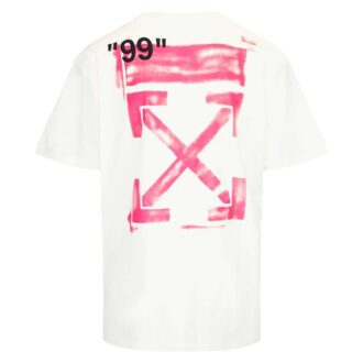 Camiseta oversize con estampado diagonal «Blanco-Fucsia-Rosa»