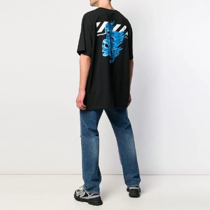 Camiseta oversize de manga corta con estampado de esqueleto para hombre en Pantalones Cortos