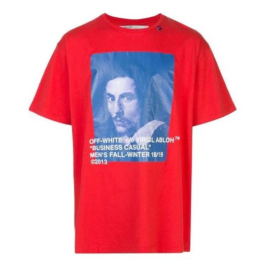Camiseta roja de manga corta y corte holgado para hombre Off-White con estampado del logotipo Bernini
