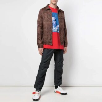 Camiseta roja de manga corta y corte holgado para hombre Off-White con estampado del logotipo Bernini
