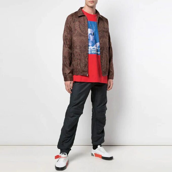 Camiseta roja de manga corta y corte holgado para hombre Off-White con estampado del logotipo Bernini