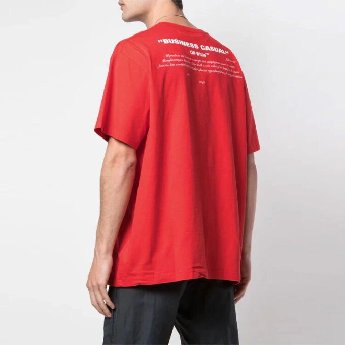 Camiseta roja de manga corta y corte holgado para hombre Off-White con estampado del logotipo Bernini