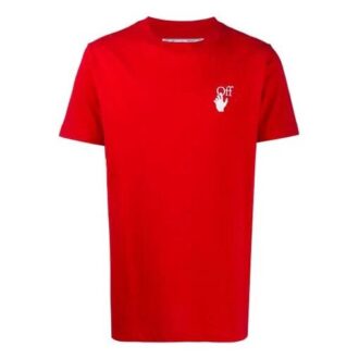 Camiseta roja estampada de corte masculino Off-White