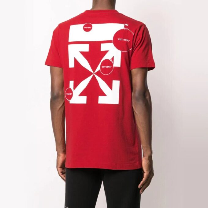 Camiseta roja estampada de corte masculino Off-White