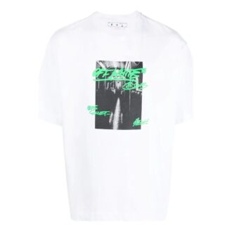 Camiseta blanca de manga corta con cuello redondo y estampado de letras Off-White para hombre, colección Otoño-Invierno 2022